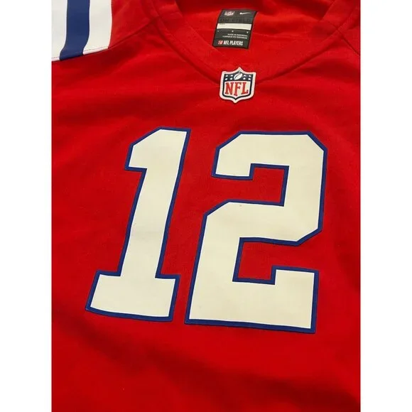 Nike New England Patriots Tom Brady #12 Red Throwback NFL Jersey Women's Large - Picture 5 of 9